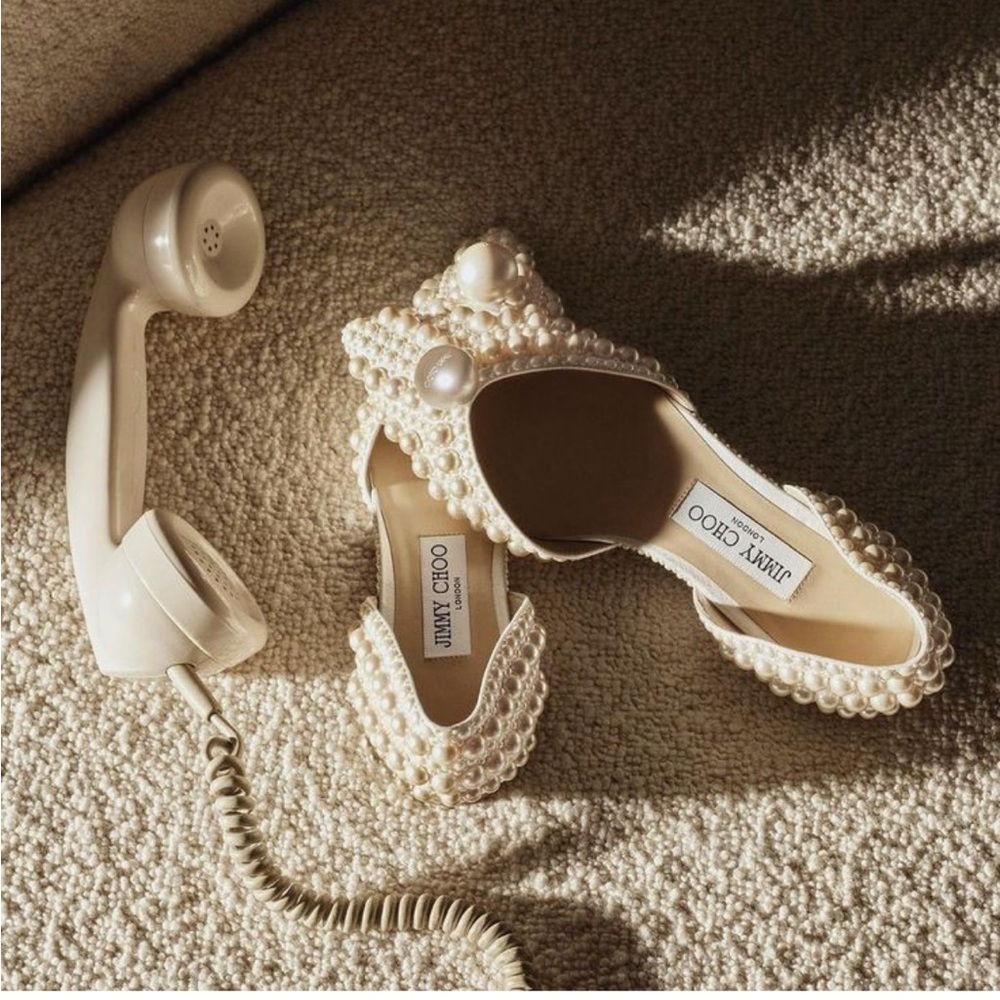 Jimmy Choo Sabine Pearl Flat Sandals - Picture 2 of 12